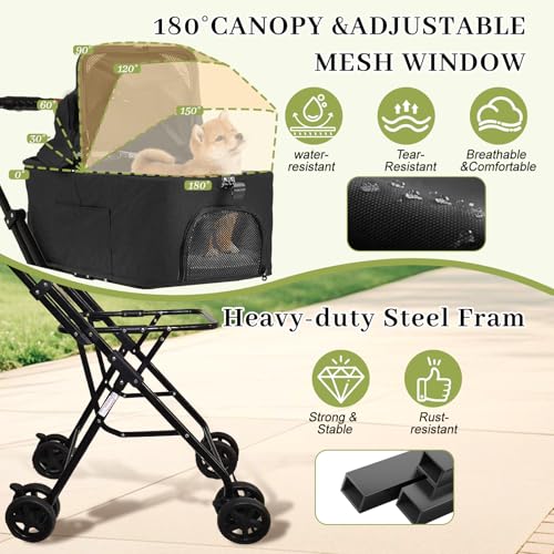 Pet Stroller for Dogs and Cats (Double-Black)