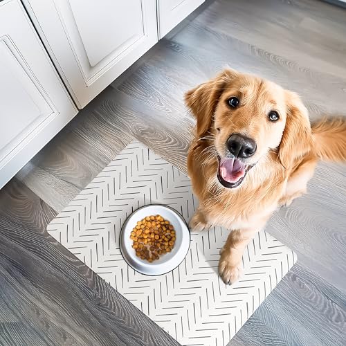 Dog Mat for Food and Water (12"L x 18"W / Mud Cloth)
