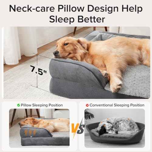 Jumbo Orthopedic Dog Bed for Extra Large Dogs (XL-PLUS (45"x 32"x 7.5") / Grey)