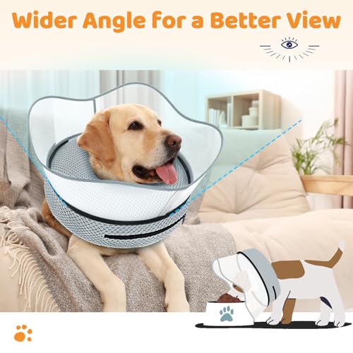 Raised Inflatable Dog Cone Alternative Collars for After Surgery (Grey / S(Neck 7"-9.5"))