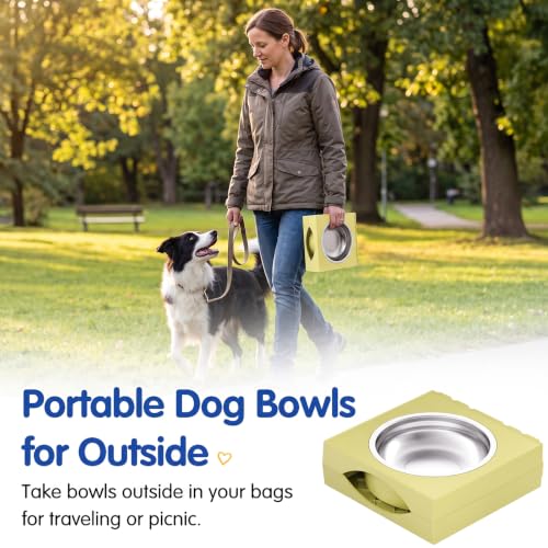 Elevated Dog Bowls Large Breed Raised Dogs Bowl Stand Large (F-Yellow)