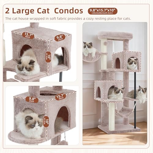 Cat Tree Tower with Sturdy Steel Tube for Indoor Cats GCT014MU (51.2 inches / Muchroom)