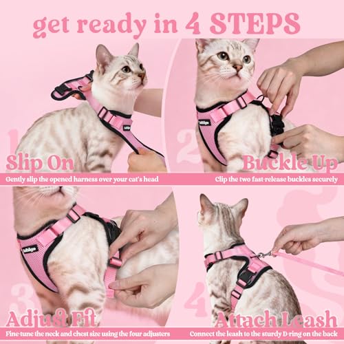 Cat Harness and Leash Set (S / Pink)