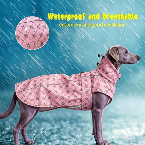 Adjustable Waterproof Dog Raincoat for Dogs (Gold Cheery Blossoms Pink / Small(9-13lb))