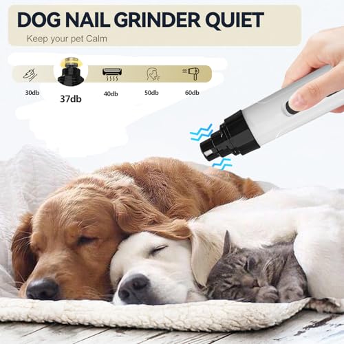 Silent Pet Nail Grinder for Dogs & Cats (White)