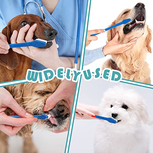 200 Count Dog Toothbrush Double Headed Long Handle Soft (Blue)