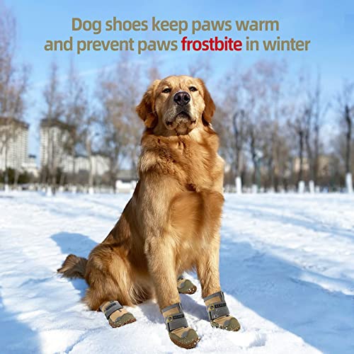 Dog Boots for Large Dogs (Light Khaki / Width 2.55 Inch)