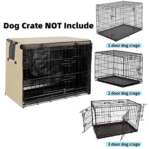 Dog Kennel Cover 42 Inch Waterproof 600D Oxford with 1 (42.0"L x 28.0"W x 30.0"H / Khaki Cover(only Cover))