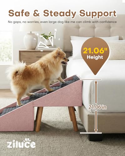 Dog Ramp for Bed & Couch (21.06" H- Pink)