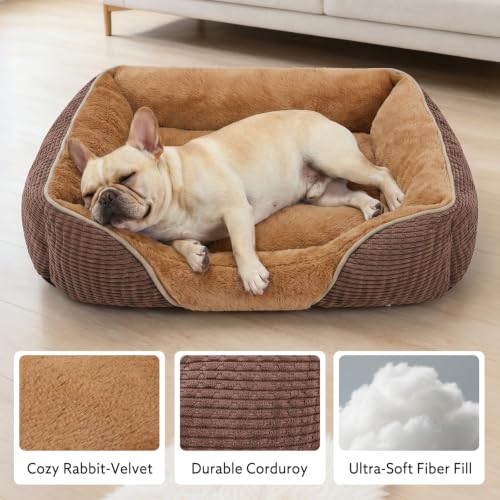 Dog Beds for Medium Dogs Washable (Caramel Brown / L(30’’x 24’’x 9’’))