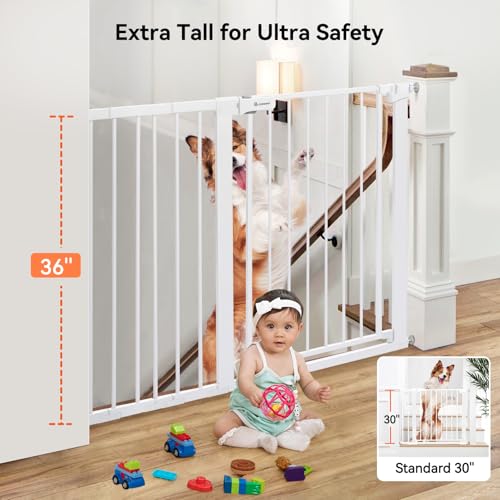 36" Extra Tall Baby Gate for Stairs (36"Tall 48.8"Wide / White)