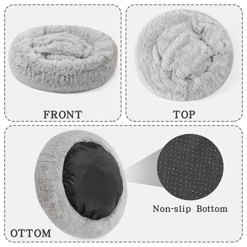 Calming Donut Dog Bed (Grey / Small 19.7''x19.7''x7'')