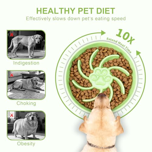 Ceramic Slow Feeder Dog Bowl (Green)