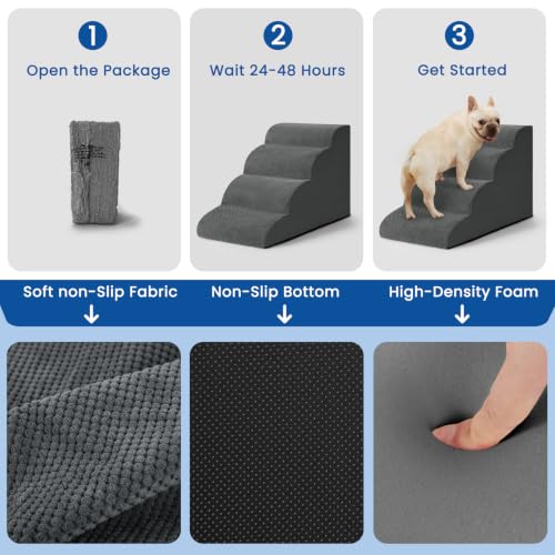 Dog Steps for Bed 17.7" H (Grey)
