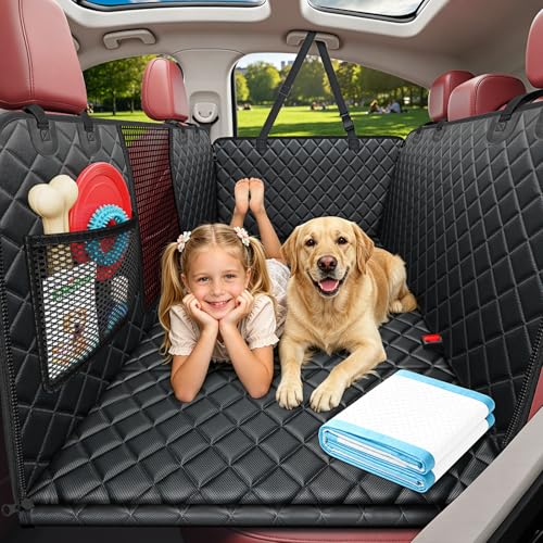 Hard Bottom Dog Car Seat Cover for Back Seat (Matte Black / Standard - 54" Length)