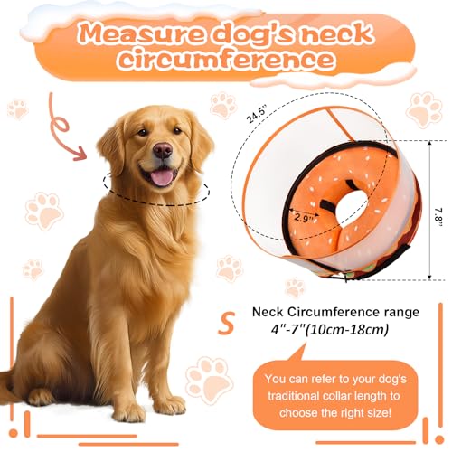 Inflatable Dog Cone Collar with Detachable Enhanced Anti (Hamburger / S（neck 4"-7"）)