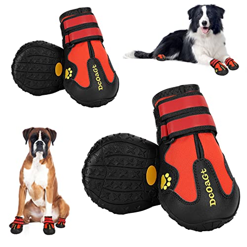 Dog Shoes for Large Dogs (Red / Size 7:for paw width 2.8-3.0 inches (Pack of 4))