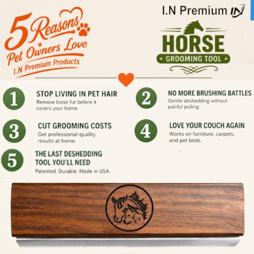 I.N 8 Inch Desheding Brush for Dog & Horses Remove loose Hair & Undercoat Deshedding Tools for Large Dogs (8 Inch)