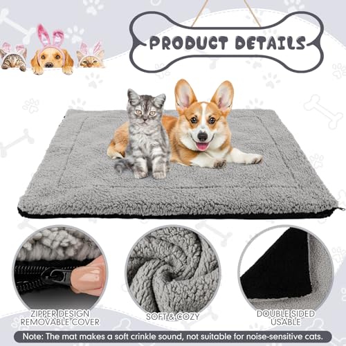 3 Pack Self Warming Dog Bed for Large Dog 27x35 Inch Mat Self Heating Cat Reflects Body Heat Extra Warm Thermal Pet Pad Washable Cat Bed for Outdoor Indoor Large Kittens Puppy (Black/Gray / 27x35 Inch)