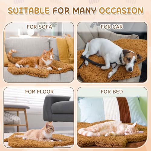 3 Pack Self Warming Pet Bed Leaf Shape Self Heating Cat Dog Mat Washable Thermal Sleeping Pad for Indoor Outdoor Hedgehog (Orange / Large-19"x29")