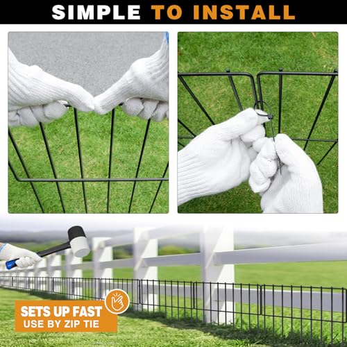 32 Panels Animal Barrier Fence (32Pcs, 32ft(L) X 13inch(H) / Black)