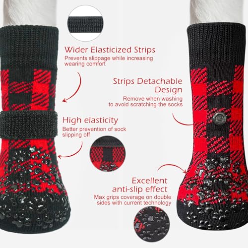 Anti Slip Dog Socks (X-small (6 Count) / Black&Red)