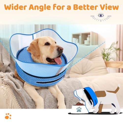 Raised Inflatable Dog Cone Alternative Collars for After Surgery (Blue / S(Neck 7"-9.5"))