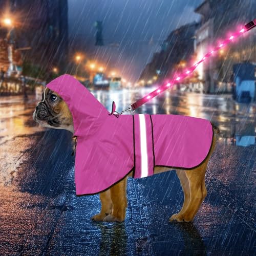 Dog Raincoat Waterproof Dog Rain Jacket with Leash Hole (Small / Pink)