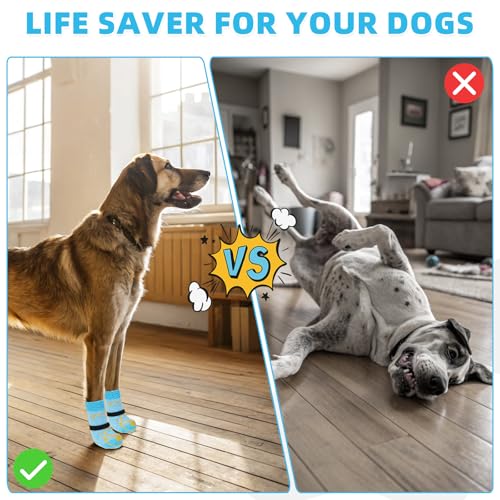 Dog Socks Shoes for Hot Pavement to Prevent Licking Paws (Blue Duck / Medium (4 Pack))