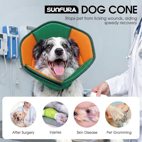 Dog Cones for Medium Dogs Soft Cone for Dogs to Stop Licking (Pine Green / Medium)