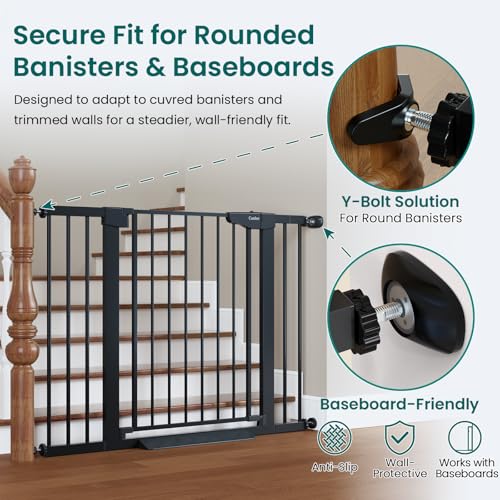2 Pack 30 46" Baby Gate for Stairs (Black / 30"-46"W x 30.5"H | 2 Pack)