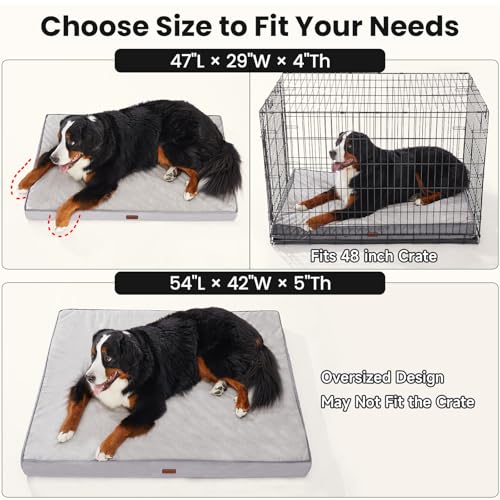 Orthopedic Waterproof Large Dog Bed (47" x 29" x 4" (For Crate) / 01-Gray)