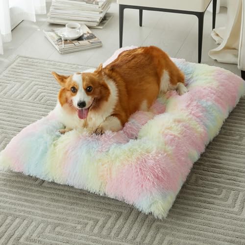 Dog Beds for Large Dogs (Rainbow / M(30x21 inch))