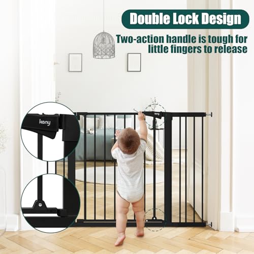 29.7" 46" Baby Gate for Stairs (Black / 29.7-46"Wide,30"Tall)