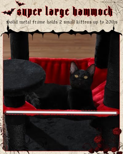 45.7" Gothic Cat Tree with Hammock (Black / 45.7in)