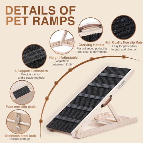 Dog Ramp for Bed (Burlywood(black)/Standard)