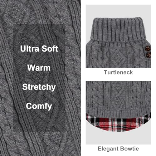 Dog Sweater for Small Dogs Turtleneck Thick Knit Pullover (Small (4-7lbs) / 1# Grey)