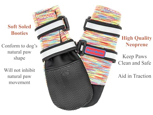 All Weather Neoprene Paw Protector Dog Boots with Reflective Straps in 5 Sizes! (Large)