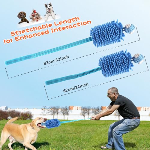 Puppy Toys Squeak Plush With Ropes Knots for Fun and Teeth Cleaning (Blue / Dog Bite Ball Toy)