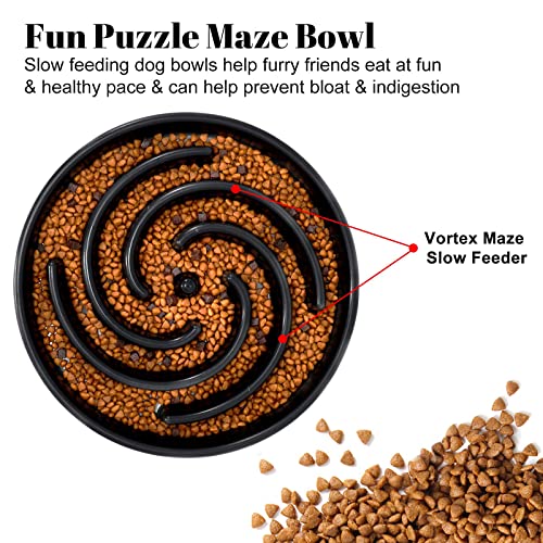 Slow Feeder Dog Bowls for Large Medium Dog Non Slip Maze Puzzle Bowl Pet Slower Food Feeding Dishes Interactive Bloat Stop Preventing Choking Healthy Dog Bowl (Large / A-black)