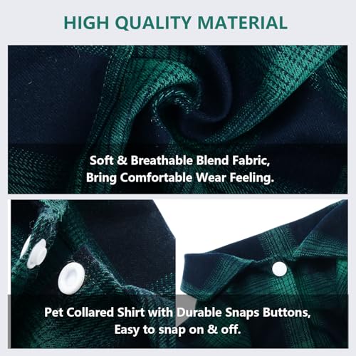 Dog Shirt Pet Plaid Clothes Shirt T (S-(4~7lb)-Chest~13" / Green)