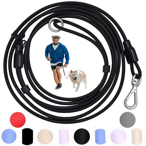 9-in-1 Hands Free Dog Leash Crossbody/Waist Black Small Dogs (Matte Black / Small - 6mm Diameter - 6-20lbs)