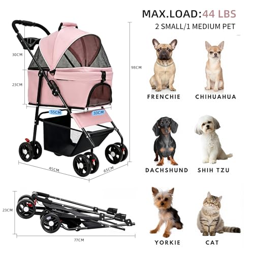 Pet Stroller for Small (Pink)
