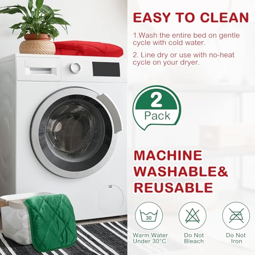 2 Pack Self Heating Cat Mat Self Warming Pet Pads Washable Kennel Mat Dog Crate Pad Reflects Body Heat Non Skid Cat Thermal Pads for Puppy Indoor Outdoor (16 x 20 inches / Red, Green)