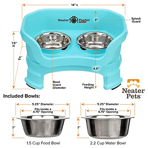 Neater Feeder Deluxe Mess (Small + Standard Bowl / Aquamarine)