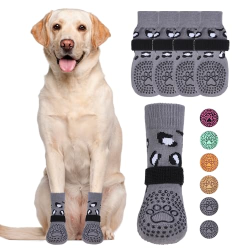 Dog Socks for Hot (Leopard Grey / Medium (4 Pack))