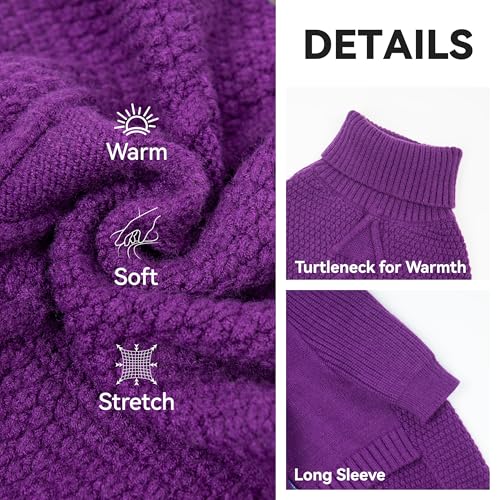 Dog Sweater Long Sleeve Warm Knit Sweaters for Large Dogs Boy Girl (Purple / XXX-Large)