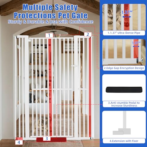 71 Inch Extra Tall Pet Gate for Cats (White / 29.5-43"wide)