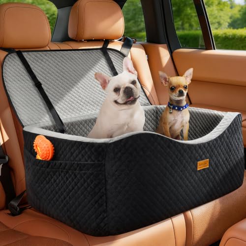 Large Dog Car Seat for Medium Sized Dogs Under 55lbs or 2 Smalls (Black/Gray / Large)