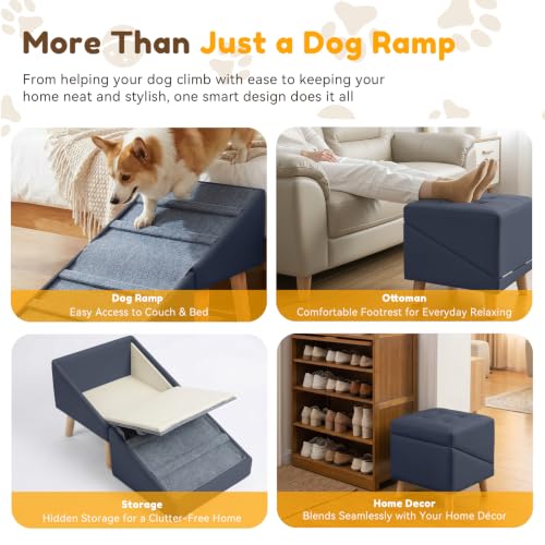 15.7" H Dog Ramp for Couch (Navy Blue)